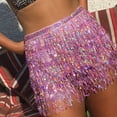 thumbnail image 1 of SBYOJLPB The Summer I Turned Pretty Women'S Skirts Women Sequin Belly Dancer Costume Tassel Wrap Skirt Club Mini Skirt,Pink, 1 of 4