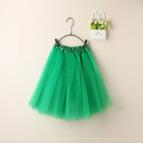 SBYOJLPB Women's Skirts Womens High Quality Pleated Gauze Short Skirt Adult Tutu Dancing Skirt,Green