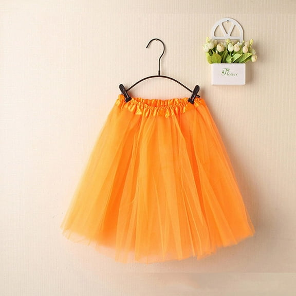 SBYOJLPB Women's Skirts Womens High Quality Pleated Gauze Short Skirt Adult Tutu Dancing Skirt,Orange