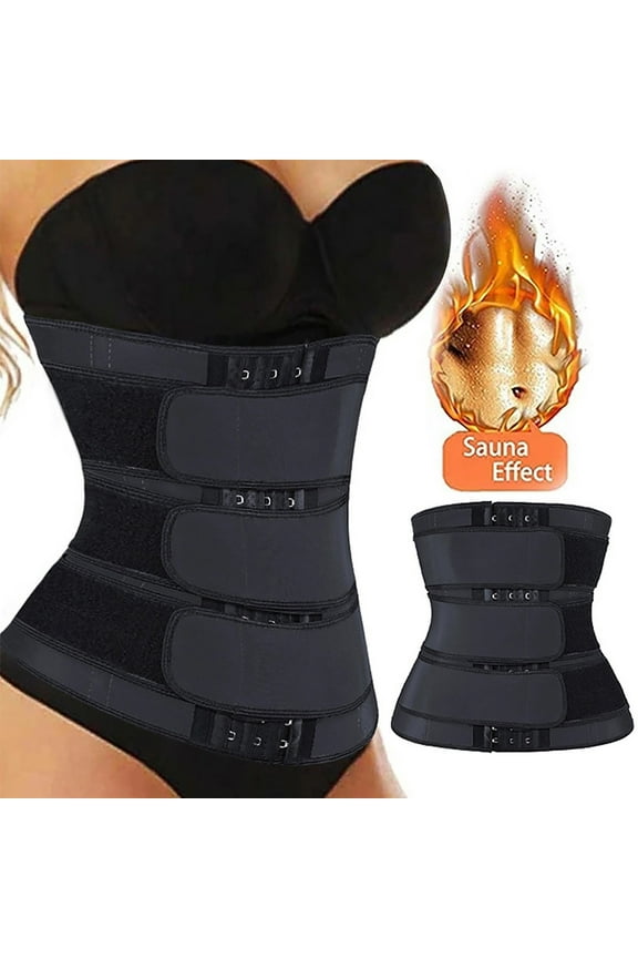 Waist Shapers in Womens Shapewear Women Wrap Waist Belt Body Shaper Plus Size Waist Trainer Shapeware Black 8(L)