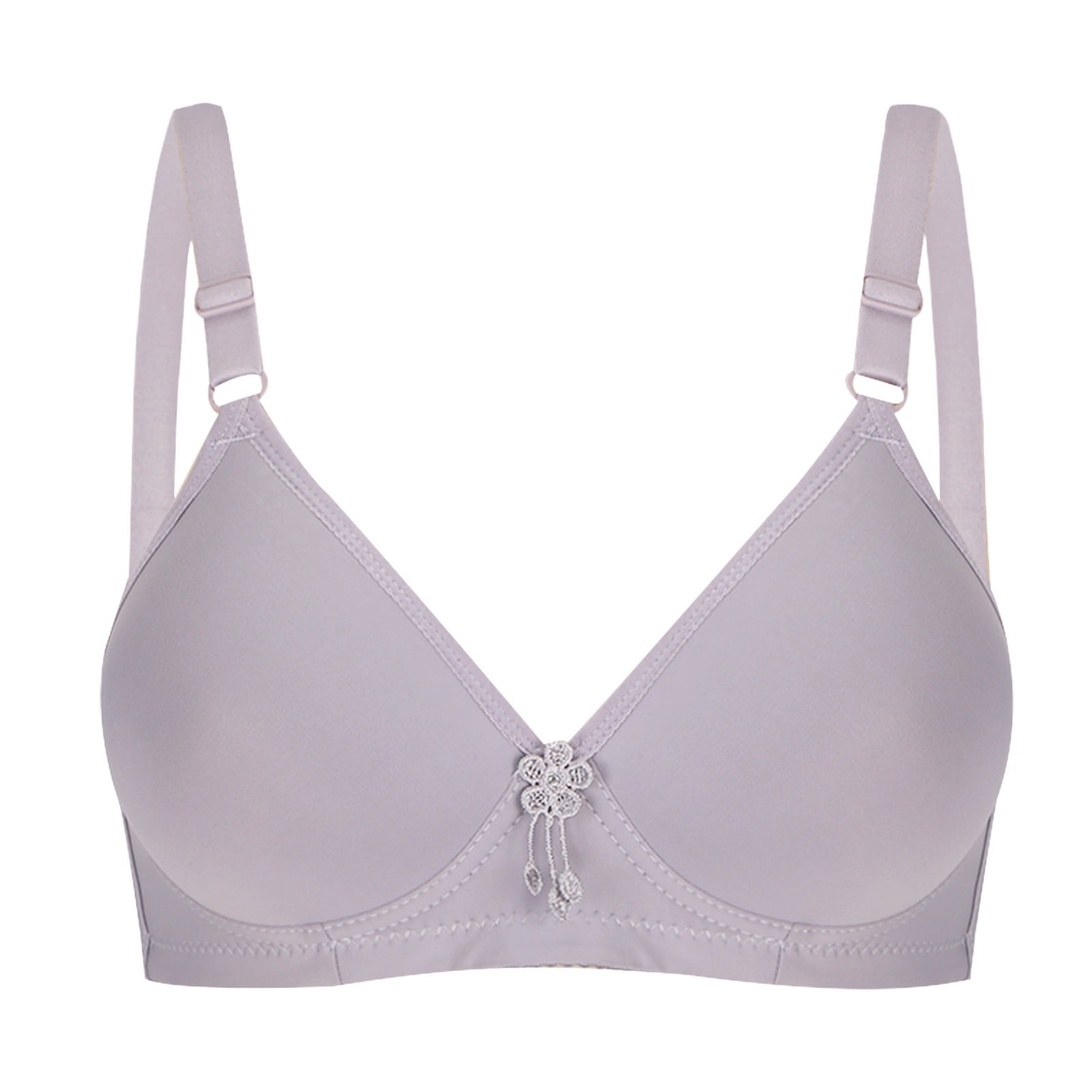 SBYOJLPB The Summer I Turned Pretty Woman'S Embroidered Glossy Comfortable  Breathable Bra Underwear No Rims (Purple)