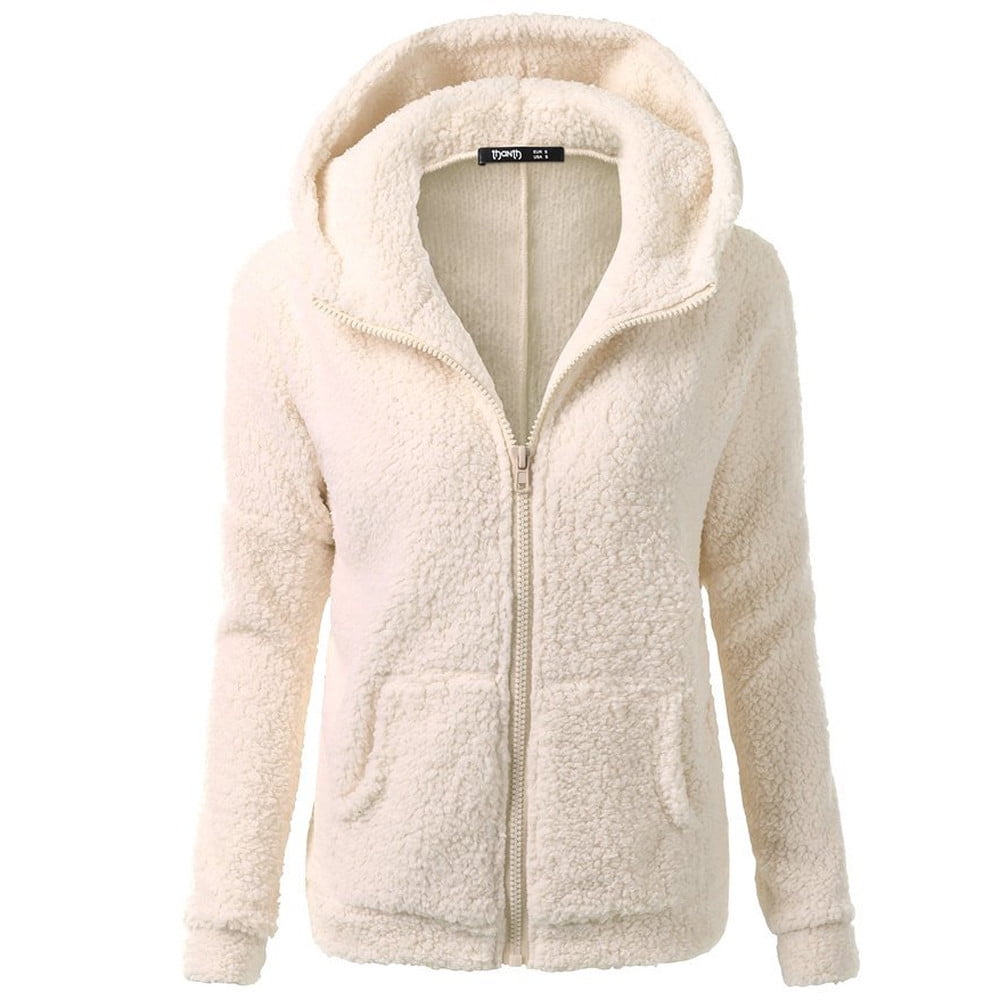 SBYOJLPB Women Hooded Sweater Coat Winter Warm Wool Zipper Coat Cotton Coat Outwear BG5XL