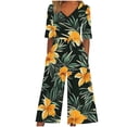 thumbnail image 1 of SBYOJLPB Women Jumpsuit Pants Summer Floral Print Casual Short Sleeved V-neck Back Zipper Side Pocket Jumpsuit Trousers, 1 of 5
