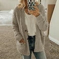 thumbnail image 1 of SBYOJLPB Women Outwear Women Casual Plus Size Plush Sweater Pockets Outerwear Buttons Cardigan Coat, 1 of 9