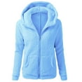 thumbnail image 1 of SBYOJLPB Women Hooded Sweater Coat Winter Warm Wool Zipper Coat Cotton Coat Outwear Blue S, 1 of 7