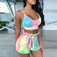 thumbnail image 1 of SBYOJLPB Women Pants Casual Summer Women Fashion Sexy Casual Sets Wear Lounge Wear Home Sleep Set Tops+Pants Blue 12(XL), 1 of 4