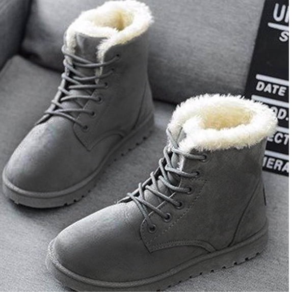 SBYOJLPB Women'S Winter Boots Women'S Fashion Casual Flat Comfort Sneakers Female Lace-Up Solid Color Cotton Shoes Winter Warm Snow Boots