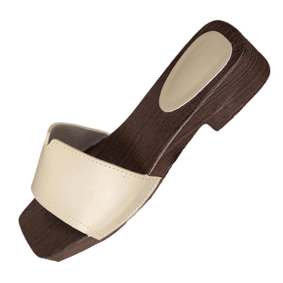 SBYOJLPB Women Sandals Fashionable And Casual Spring And Summer Versatile Large Size Beach Sandals Open-Toe Thick-Soled Thick-Heeled Outer-Wearing Half-Slipper With Toe Cover
