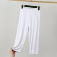 thumbnail image 1 of SBYOJLPB Women's Casual Fashion Solid Color Three-quarter Shorts Thin Loose Large Size Home Pants for Sports and Can Be Worn Outside White 2, 1 of 6