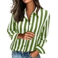 thumbnail image 1 of SBYOJLPB Women's Casual Striped Tops Long Sleeve Button-Up Turndown Collar Shirt Top, 1 of 6