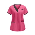 thumbnail image 1 of SBYOJLPB Women's Clinic Scrubs Top Nurses Tunic Top Short Sleeve Uniform Carer V-Neck Protective Clothing Work Tops​, 1 of 6