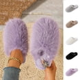 thumbnail image 1 of SBYOJLPB Women's Closed-Toe Slipper Casual Winter Solid Color Fluffy Plush Home Indoor Comfortable Slippers, 1 of 5