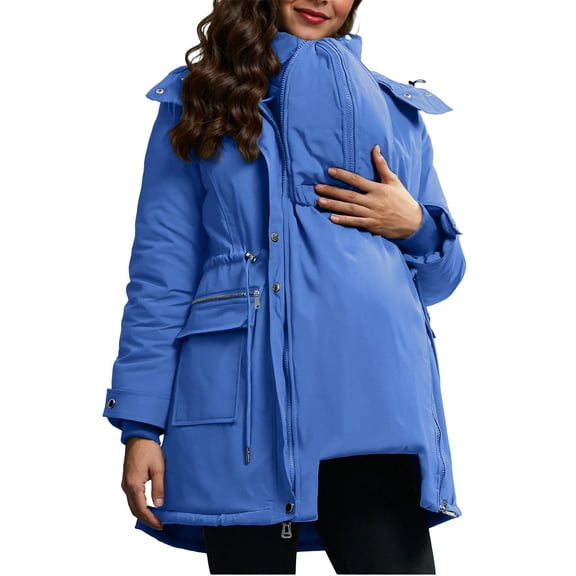 SBYOJLPB Women's Coat Maternity 3 In 1 Winter Thicken Quilted Lined Warm Hooded Outwear Puffer Down Jacket Parka with Pockets