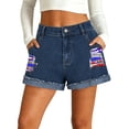 thumbnail image 1 of SBYOJLPB Women's Denim Shorts Independence Day Ripped Jean Shorts with Side Pockets Patriotic Prints Folded Hem Summer Shorts Jeans, 1 of 6