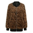 thumbnail image 1 of SBYOJLPB Women's Fashionable Long-Sleeved Leopard Print Bomber Zipper Jacket Casual Top Coffee M, 1 of 6