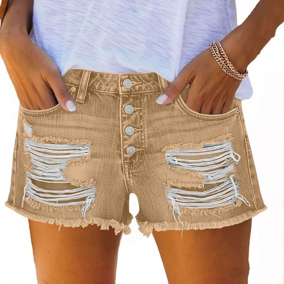 SBYOJLPB Women's Jean Shorts Summer Casual Shorts with Pockets Denim Shorts
