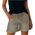 thumbnail image 1 of SBYOJLPB Women's Jeans Shorts Distressed Double Pocket with Drawstring Elastic Waist Denim Short Pants, 1 of 7