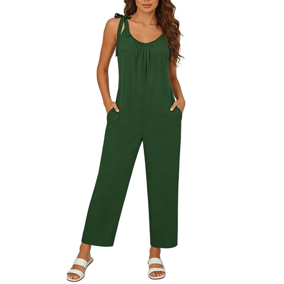 SBYOJLPB Women's Jumpsuit Pants Fashion Casual Solid Color Pants Comfortable Sleeveless Long Pants Jumpsuit