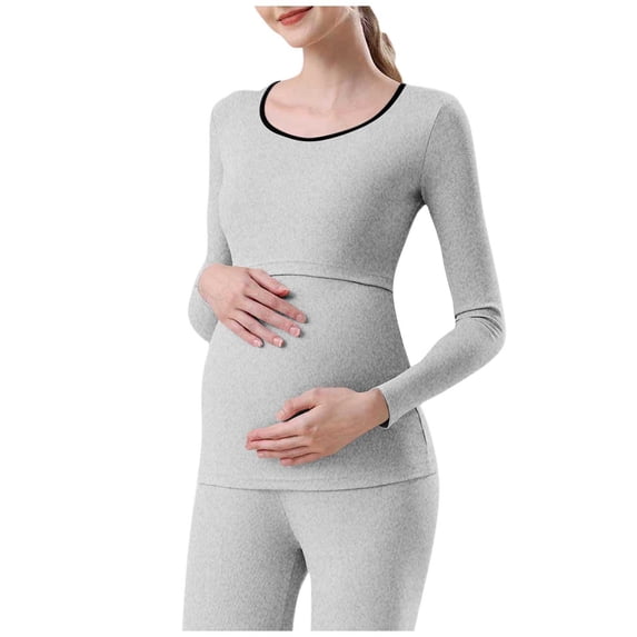 SBYOJLPB Women's Maternity Tops Solid Color Round Neck Long Sleeved Pregnancy Clothes Top for Casual Comfortable Daily Wear