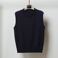 thumbnail image 1 of SBYOJLPB Women's New Autumn and Winter Warm Keeping Fashion Round Neck Knitted Vest Overlapping Cuff Sweater Vest Navy 8(L), 1 of 4