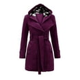 thumbnail image 1 of SBYOJLPB Women's Overcoat Fashion Womens Warm Faux Coat Jacket Winter Plaid Long Sleeve Outerwear Reduced Price Purple 6(M), 1 of 3