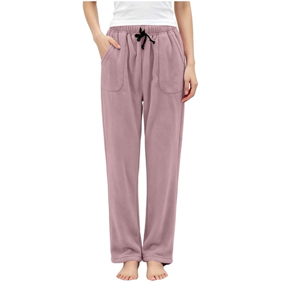 SBYOJLPB Women's Pajama Pants Drawstring Elastic Waist Comfy Casual Solid Color Full Length Pants with Pockets