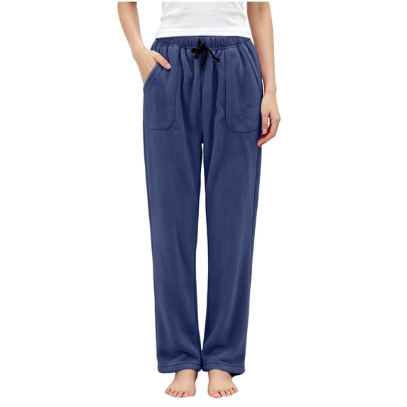 SBYOJLPB Women's Pajama Pants Drawstring Elastic Waist Comfy Casual Solid Color Full Length Pants with Pockets