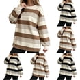 thumbnail image 1 of SBYOJLPB Women's Pajamas Tops Striped Printed Long Sleeve Crew Neck Loose Casual Pajamas, 1 of 5