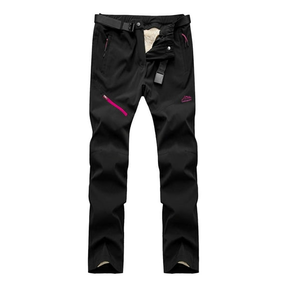 SBYOJLPB Women's Plus Size Double-layer Detachable Fleece Top Pants Long Pants Black 10(XL)