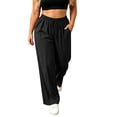 thumbnail image 1 of SBYOJLPB Women's Plus Size Pants Solid Color Elastic Waist Drawstring Pants with Pocket, 1 of 7