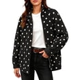 thumbnail image 1 of SBYOJLPB Women's Polka Dot Coat Stand Collar Zip Up Jacket with Pockets, 1 of 9