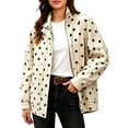 thumbnail image 1 of SBYOJLPB Women's Polka Dot Coat Stand Collar Zip Up Jacket with Pockets, 1 of 9
