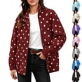 thumbnail image 1 of SBYOJLPB Women's Polka Dot Coat Stand Collar Zip Up Jacket with Pockets, 1 of 9