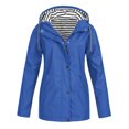 thumbnail image 1 of SBYOJLPB Women's Rain Jacket Outdoor Waterproof Coat Solid Color Hooded Sportswear Casual Windproof Jacket Long Sleeve Outdoor Raincoat Blue, 1 of 6
