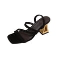 thumbnail image 1 of SBYOJLPB Women's Sandals Fashionable Casual Beach Outerwear Two-Way Sandals Versatile Solid Color Open Toe Unusual Heels High-Heeled Sandals, 1 of 9