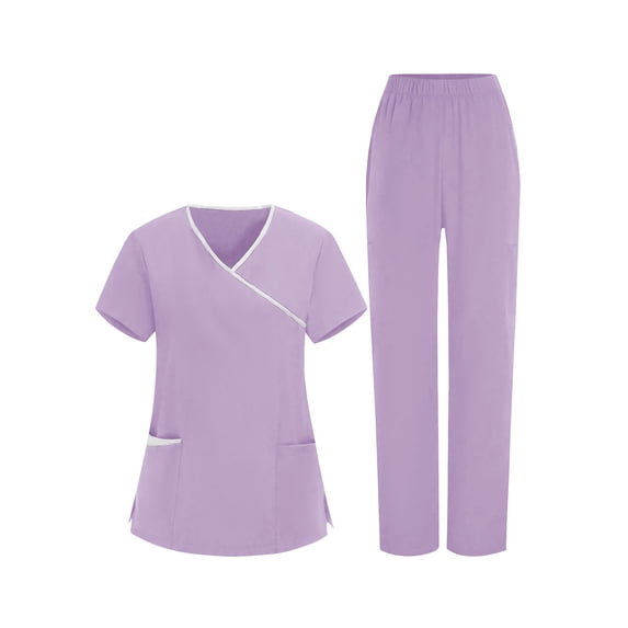 SBYOJLPB Women's Scrubs Uniform Set for Nurses Clinic Carer V-Neck Protective Clothing and Pants Medical Scrubs Set
