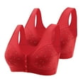 thumbnail image 1 of SBYOJLPB Women's Sexy Bra 2PC Women Sexy Middle-Aged and Elderly Printed Front Buckle without Steel Ring Underwear Soft Cotton Large Size Underwear Bra Red XL(40/90), 1 of 5