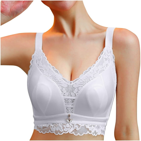 SBYOJLPB Women's Sexy Bra Women Bras Plus Size Behind Buckle Comfortable Breathable Exhaust Base Non-Steel Ring Non-Magnetic Buckle Underwear White XXXL