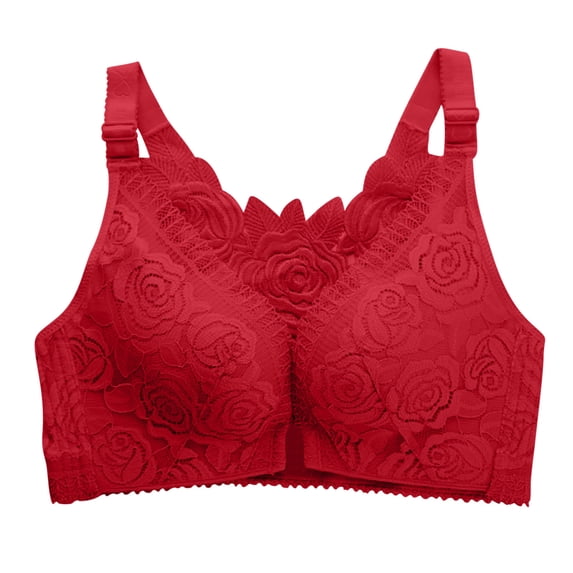 SBYOJLPB Women's Sexy Bra Women's Thin Lace without Steel Rim Bra Red 10(38/85AB(XL))