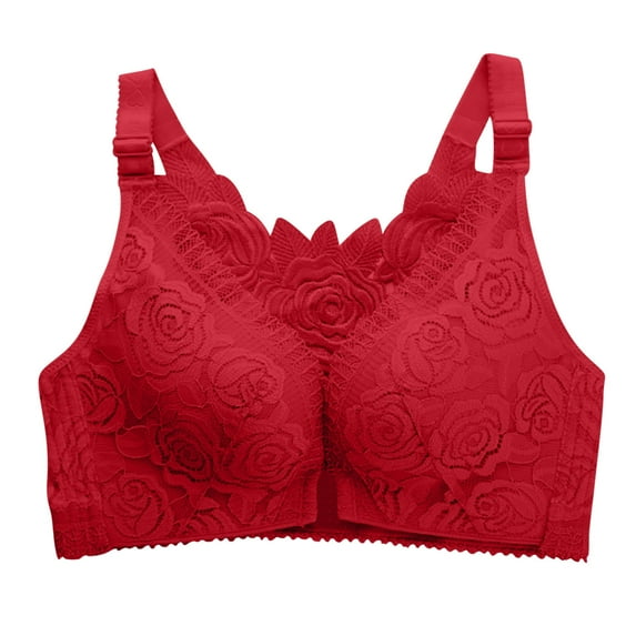 SBYOJLPB Women's Sexy Bra Women's Thin Lace without Steel Rim Bra Red 14(42/95AB(3XL))