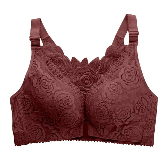 SBYOJLPB Women's Sexy Bra Women's Thin Lace without Steel Rim Bra Wine 10(38/85AB(XL))