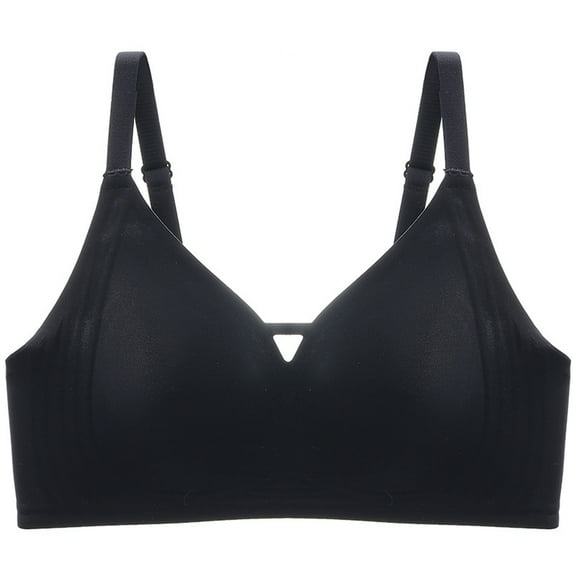 SBYOJLPB Women's Sexy Bra Women's Ultra-thin Jelly Glue Non Steel Ring Bra Black 12(XXL)