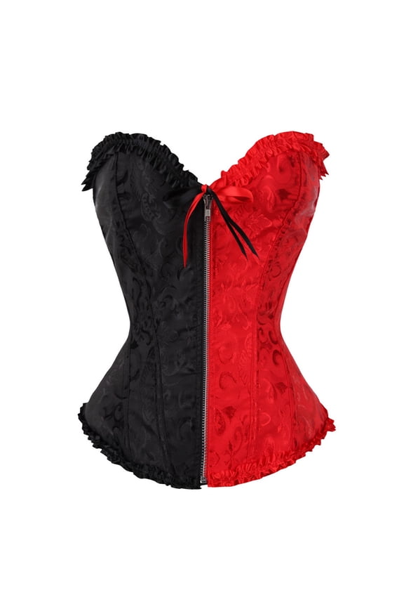 Women's Shapewear Women Sexy LaceBack Zip Corset Top Bustier G-string Body Shapewear Black XXL