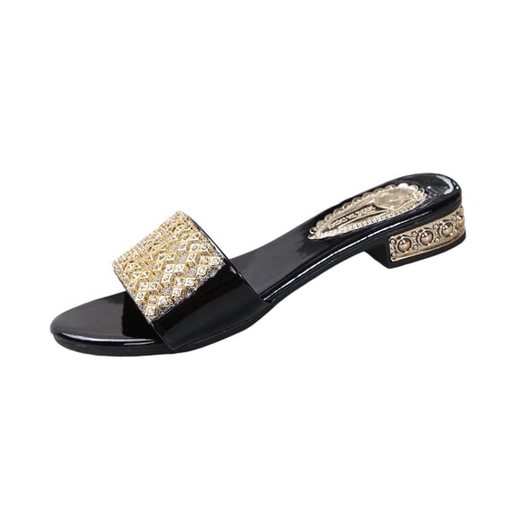 SBYOJLPB Women's Sandals Fashionable And Versatile Open-Toe Decorative Sandals Plus-Size Shoes Spring Summer Style Trendy And Comfortable Low-Heeled Sandals