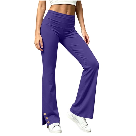 SBYOJLPB Women's Solid Color Pants Elastic Waistband Sports Casual Long Trousers
