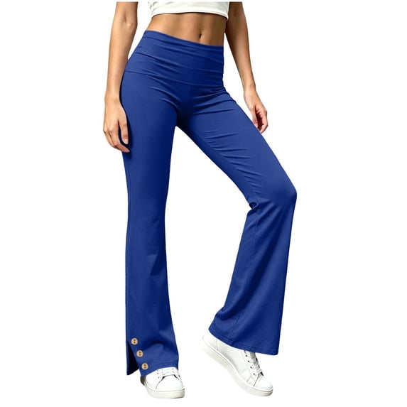 SBYOJLPB Women's Solid Color Pants Elastic Waistband Sports Casual Long Trousers