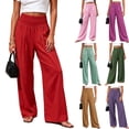 thumbnail image 1 of SBYOJLPB Women's Solid Color Pants Loose Comfortable High-waisted Casual Wide-leg Trousers, 1 of 5