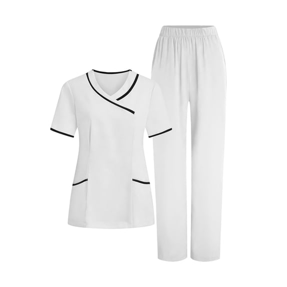 SBYOJLPB Women's V-Neck Medical Set Scrubs Nurses Uniform Sets Clinic Carer Protective Clothing and Pants Scrubs Set