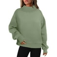 thumbnail image 1 of SBYOJLPB Women's Winter Casual Pullover Sweatshirt Long Sleeve Stand Collar Loose Fit Solid Color Top Mint Green S, 1 of 6