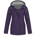 thumbnail image 1 of SBYOJLPB Women's Winter Coat Women Solid Rain Jackets Outdoor Plus Size Hooded Raincoat Windproof Reduced Price Purple 10(XL), 1 of 4